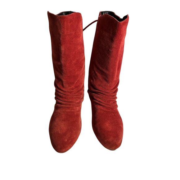 Stagelight Women’s  Red Velvet Suede Slouch Boots Flat.  Mid Calf. Size 7.5 - Picture 4 of 13